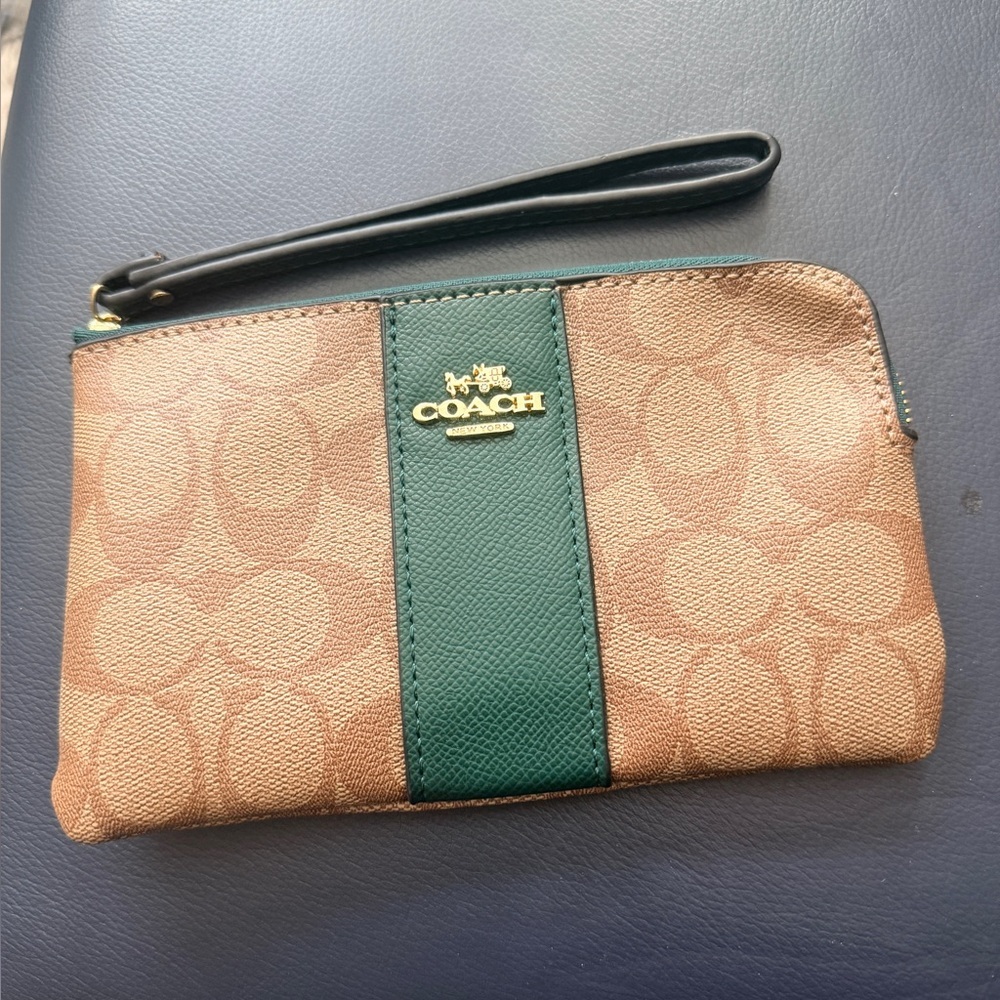 Coach Wristlet w/ Green Stripe